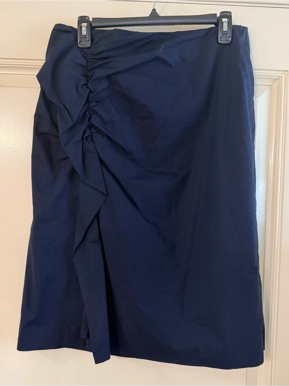 Ann Taylor Navy Ruffle-Detail Pencil Skirt